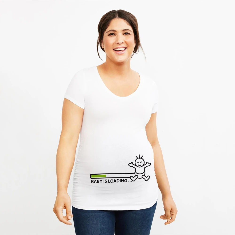 It's Twins Pregnancy T-Shirt | Maternity Tops | Plus-Size Short Sleeve Cartoon Print Announcement Tee for Pregnant Women