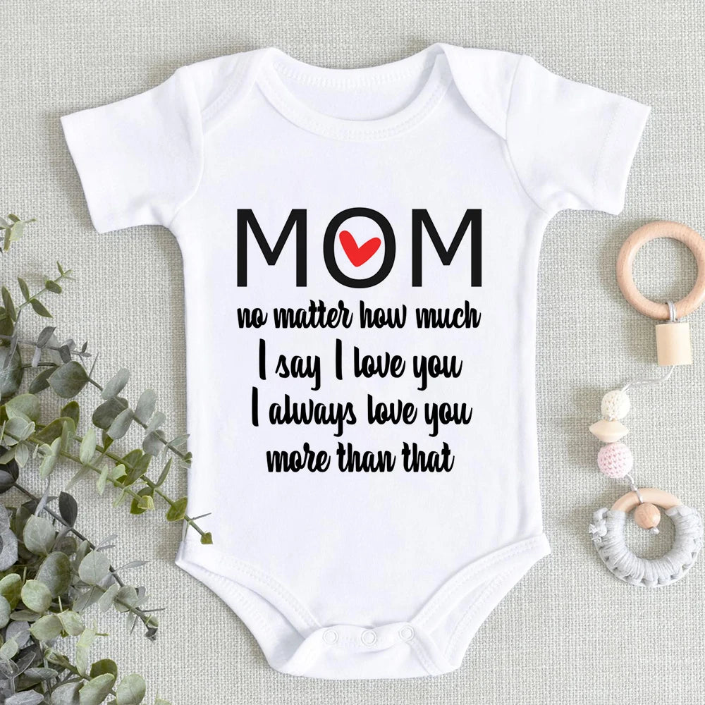 “I Love You Mom” – Aesthetic Newborn Baby Bodysuit, Soft & Comfy Toddler Jumpsuit for Boys & Girls, Casual Home Outfit