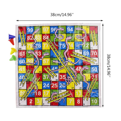 Snake and Ladder Educational Kids Toy Portable Flying Chess Family Party Board Game Set