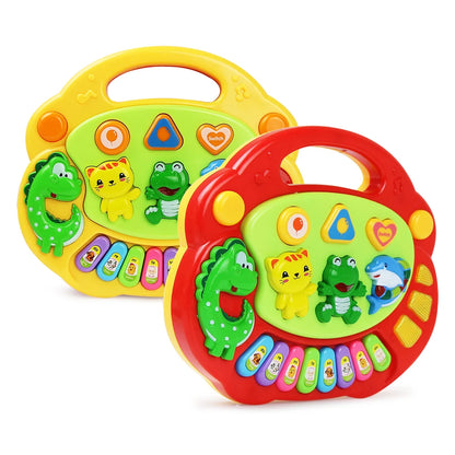 Kids Cartoon Piano Keyboard Game with Animal Sounds and Flashing Lights - Musical Instrument Educational Toy for Babies and Toddlers
