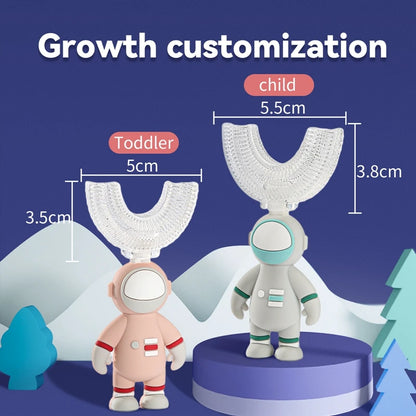 Let's Make Astronaut Children U-Shape Toothbrush - Silicone Handle Kids Teeth Oral Care Cleaning Whitening Toothbrush