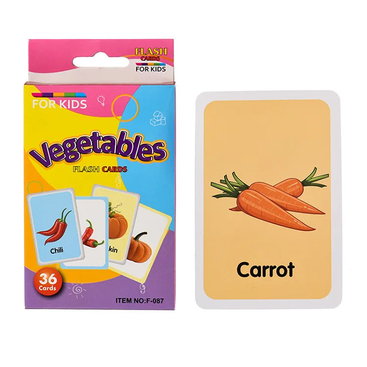 36Pcs Kids Cognition Cards - Shape, Animal, Color Teaching Baby English Learning Word Cards, Educational Montessori Gift
