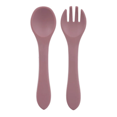 BPA-Free Soft Silicone Baby Spoon Set - Auxiliary Food Utensils for Toddler, Bendable Fork & Training Spoon, Children’s Tableware
