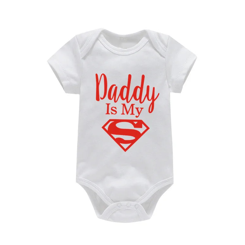 Newborn Baby Romper – "Daddy Is My Hero" Funny Print Bodysuit – Cute & Casual Infant Jumpsuit for Baby Boys & Girls