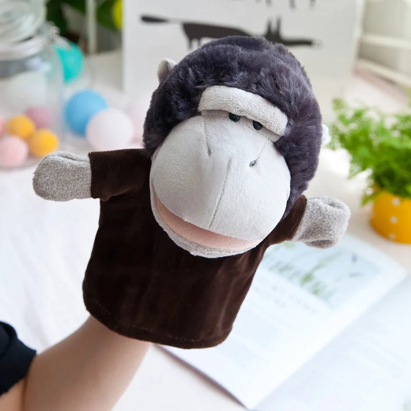 25cm Soft Plush Hand Puppets, Elephant Lion Monkey Stuffed Animal Story Dolls for Children