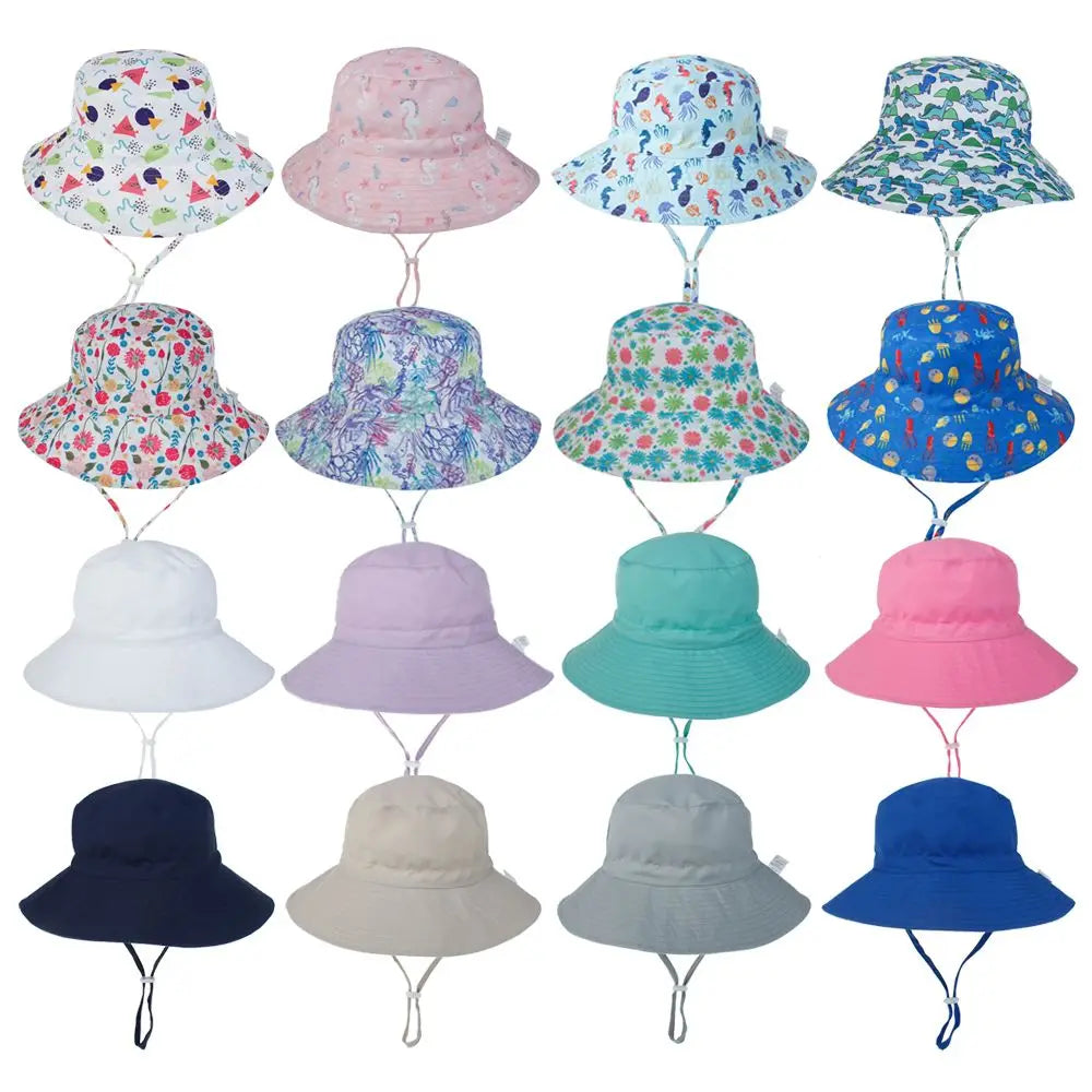 Kids UPF50+ Bucket Sun Hat with Adjustable Chin Strap — Baby & Toddler Beach Hat, 46–54 cm (18.1–21.3 in) for Ages 0–8, Unisex
