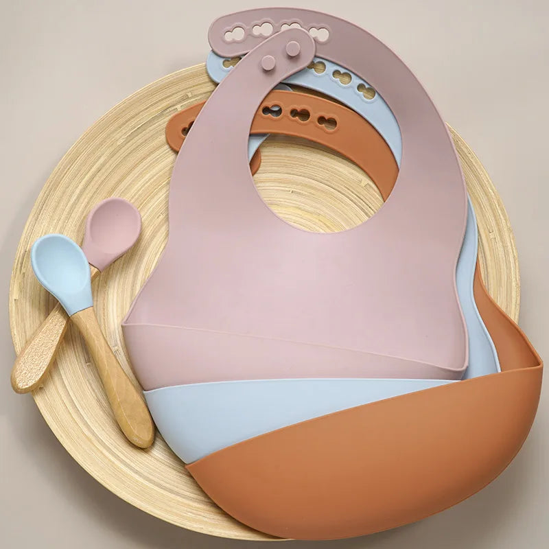 Muslinlife Newborn Baby Silicone Feeding Bibs | Waterproof Toddler Breakfast Tableware | Baby Feeding Bibs for Toddlers - Kidzy Market