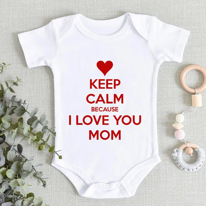 “I Love You Mom” – Aesthetic Newborn Baby Bodysuit, Soft & Comfy Toddler Jumpsuit for Boys & Girls, Casual Home Outfit