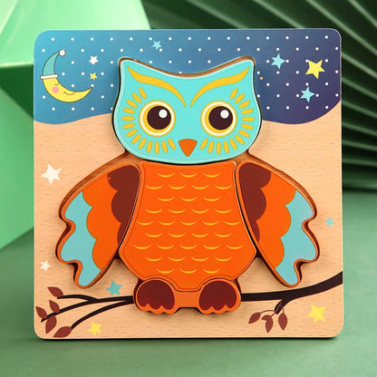 3D Wooden Puzzle – Baby Cartoon Animal Traffic Jigsaw Educational Toy for Children