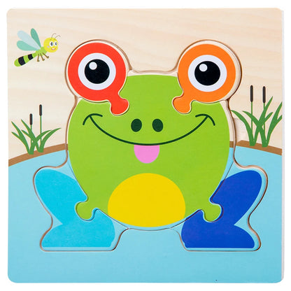 Baby Wooden 3D Puzzle – Tangram Shapes Educational Cartoon Animal Toy for Kids