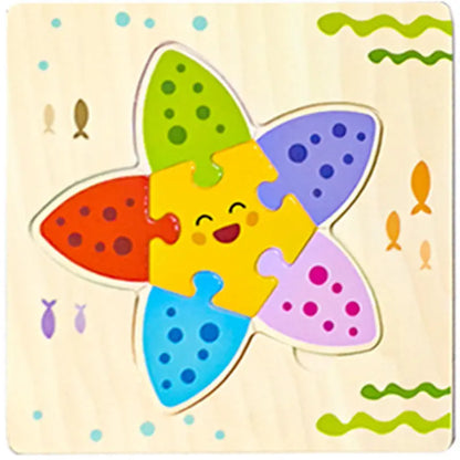 Baby Wooden 3D Puzzle – Tangram Shapes Educational Cartoon Animal Toy for Kids