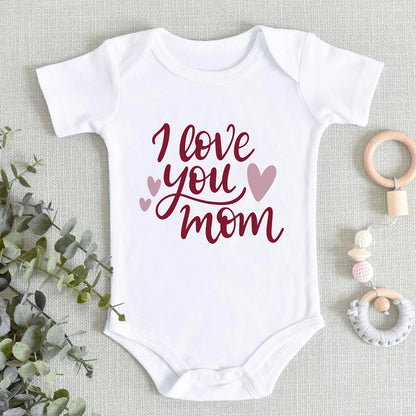 “I Love You Mom” – Aesthetic Newborn Baby Bodysuit, Soft & Comfy Toddler Jumpsuit for Boys & Girls, Casual Home Outfit