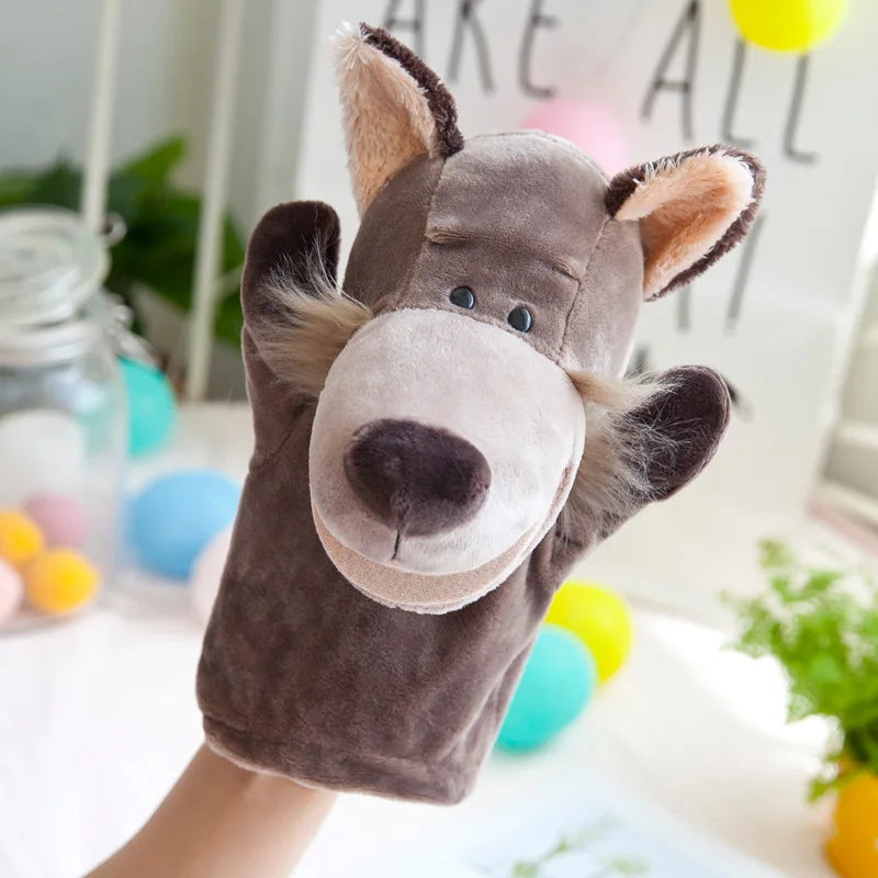 25cm Soft Plush Hand Puppets, Elephant Lion Monkey Stuffed Animal Story Dolls for Children
