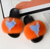 Trendy Women’s Plush Fox Fur Slide Sandals – Soft Fluffy Indoor/Outdoor Slippers with EVA Non-Slip Sole for All-Day Comfort