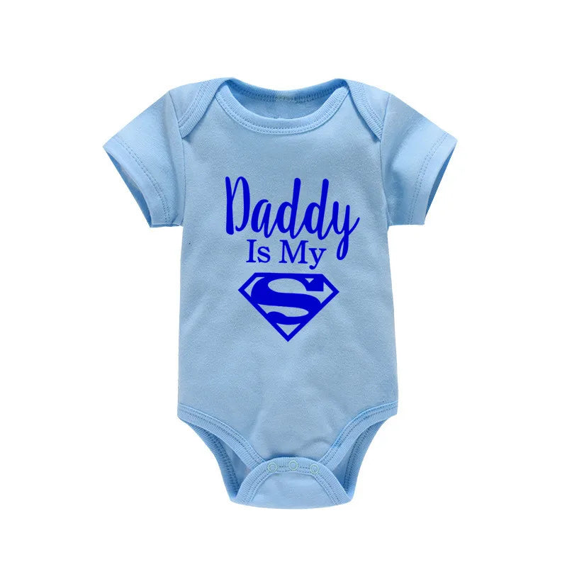 Newborn Baby Romper – "Daddy Is My Hero" Funny Print Bodysuit – Cute & Casual Infant Jumpsuit for Baby Boys & Girls