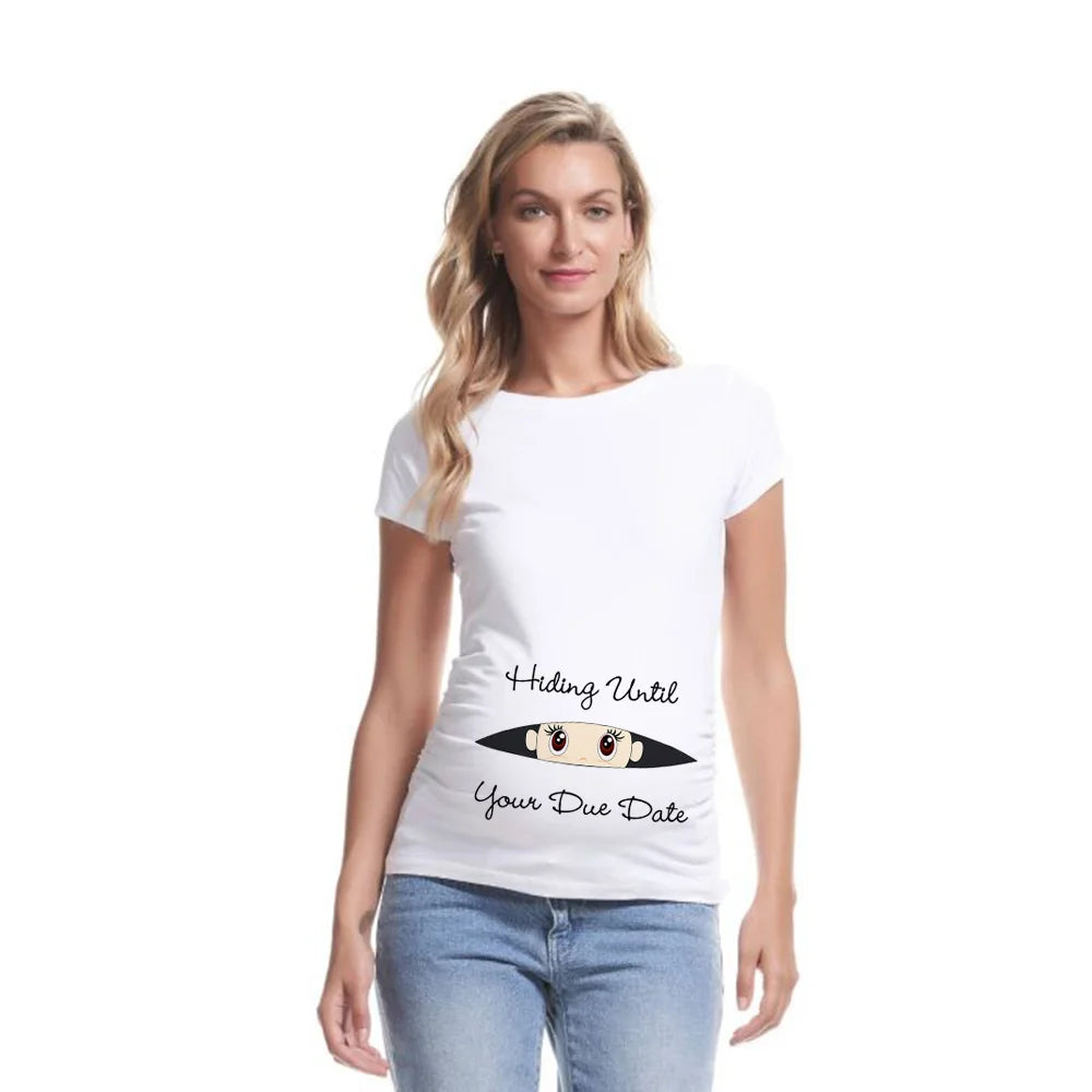 Summer Funny Cartoon Print Pregnancy T-Shirt | Maternity Tops | Plus-Size Short Sleeve for Pregnant Women | Hot Sale