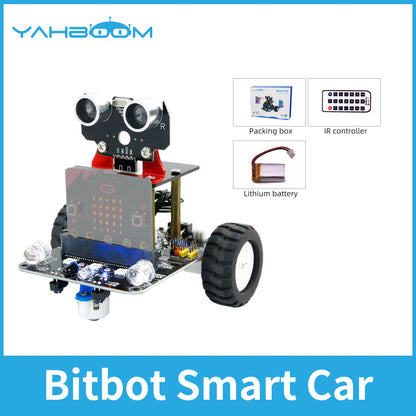 Yahboom Programmable Smart Car for Kids, DIY Learning Coding Kit, APP & IR Control, Compatible with Microbit V2
