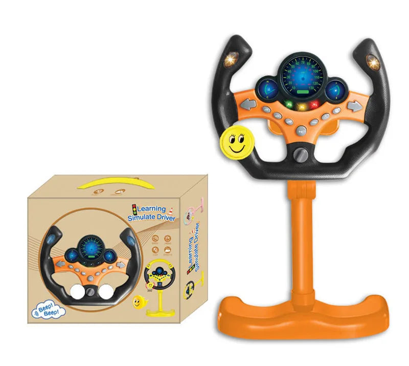 Electronic Simulation Steering Wheel with Light and Sound Early Education Puzzle Co-Pilot Sports Car Toy Boy Gift