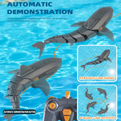 2.4G RC Shark Toy – Simulation Remote Control Submarine with Lights and Water Spray for Kids