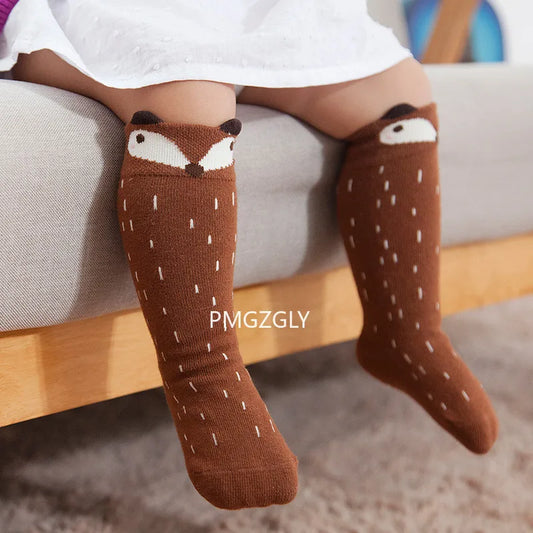Baby Socks - Fox & Cat Animal Print Cartoon Knee-High Long Leg Warmers | Fashion Socks for Boys & Girls, Children’s Socks