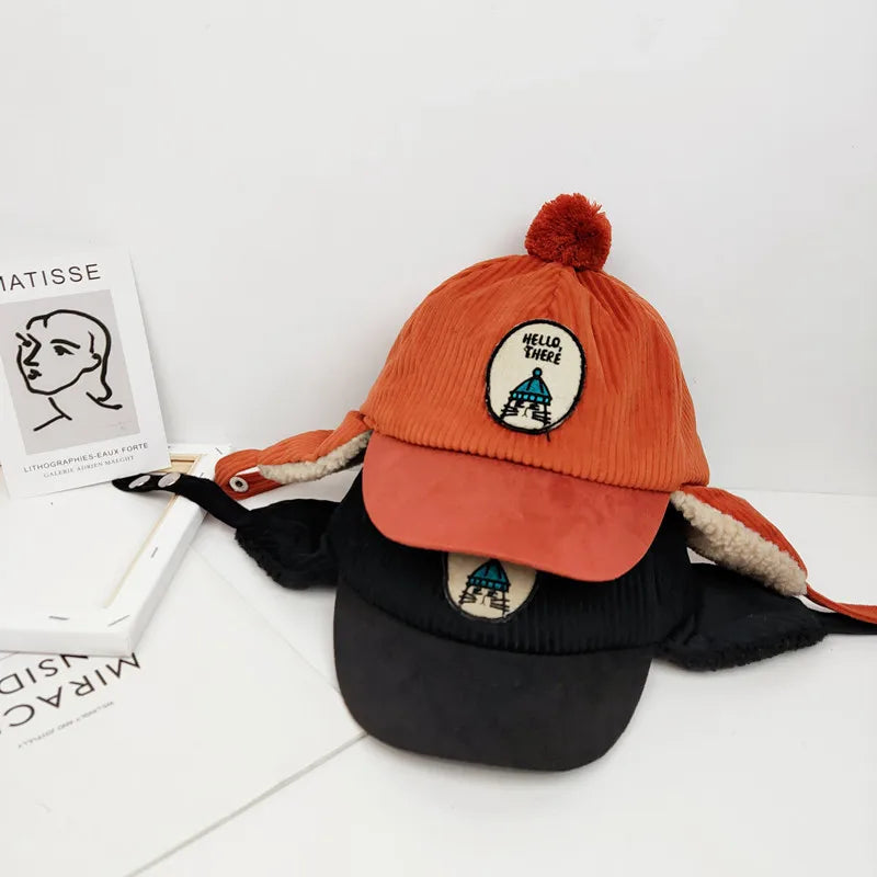 MILANCEL Kids Winter Fur-Lined Earflap Hat — Cartoon Knit Warm Cap for Boys & Girls, Ages 1-3 (49–56 cm / 19.3–22.0 in) — 4 Colors