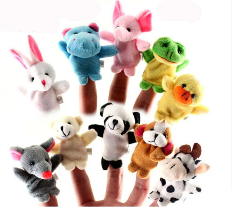 Plush Hand and Finger Puppet Set, Family Animal Dolls Cartoon Story Toys for Kids and Babies