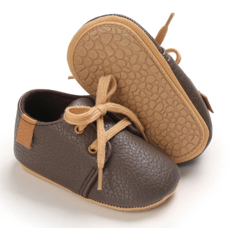 New Baby Shoes Retro Leather Boy Girl Multicolor Toddler Rubber Sole Anti-Slip First Walkers Infant Moccasins