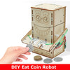 Wooden Electric Powered Coin Robot DIY Model, Science & Education Building Toy for Children Gift