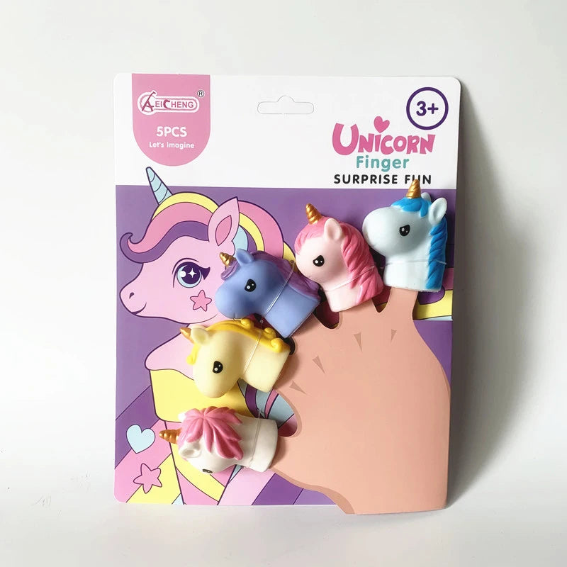 5PCS Kids Animal Finger Puppet Set, Lion Elephant Bear Mini Hand Puppets Educational Toy