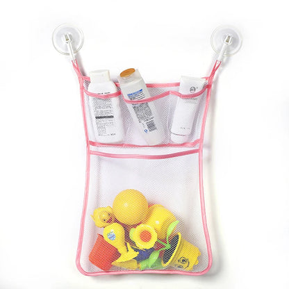 Baby Bath Toy Storage Bag with Strong Suction Cups – Duck and Frog Mesh Organizer