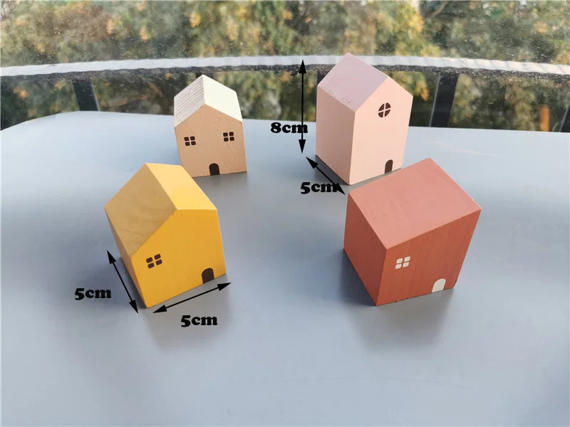 Kids Wooden Pastel Nordic Building Blocks – Stacking Crochet House, Animals, Rainbow, and Forest Tree Toys