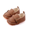 PU Leather Baby Boy First Walker Shoes - Non-Slip Rubber Sole Retro Crib Shoes (3/6/9/12/18M)