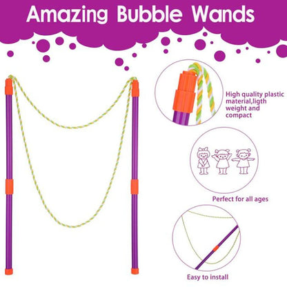 Outdoor Giant Bubble Wand Set - 2-Pack Foldable Bubble Wands (28 cm / 11 in Sections) for Kids, Parties & Rainbow Bubbles