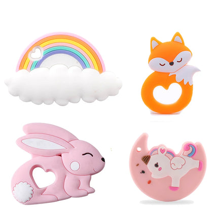 Cartoon Animal BPA-Free Silicone Teether - Food-Grade Silicone Teething Toy for Kids | DIY Teething & Christmas Gift Decor