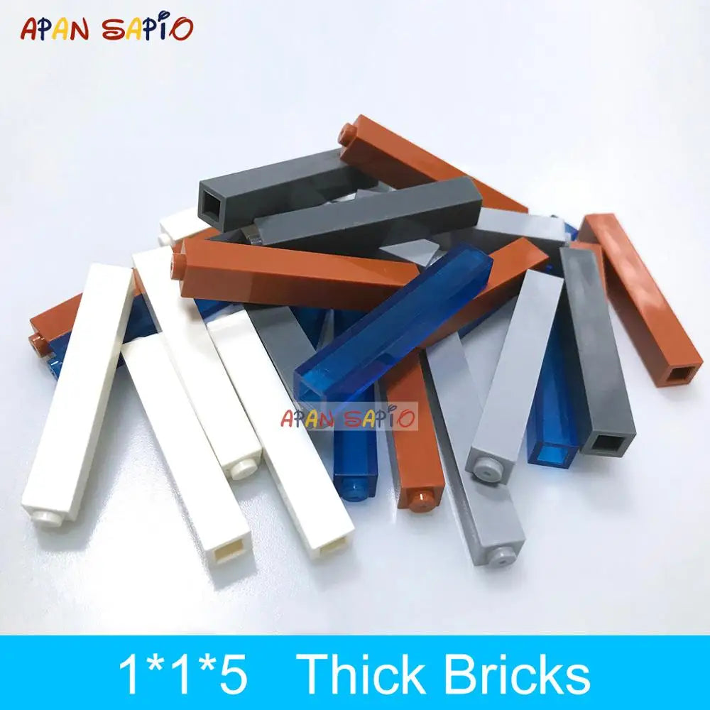 20PCS DIY Building Blocks – Thick 1x1x5 Dots Plastic Bricks, Creative Educational Toy for Kids, Compatible with Major Brands