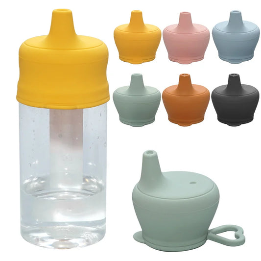Food Grade Silicone Baby Feeding Mug with Lid, Fashion Infant Drinkware Sippy Cups for Toddlers & Kids with Straw