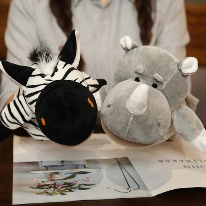 Plush Animal Hand Puppets, Dinosaur Lion Giraffe Tiger Rabbit Dog Duck Frog Gift Toy