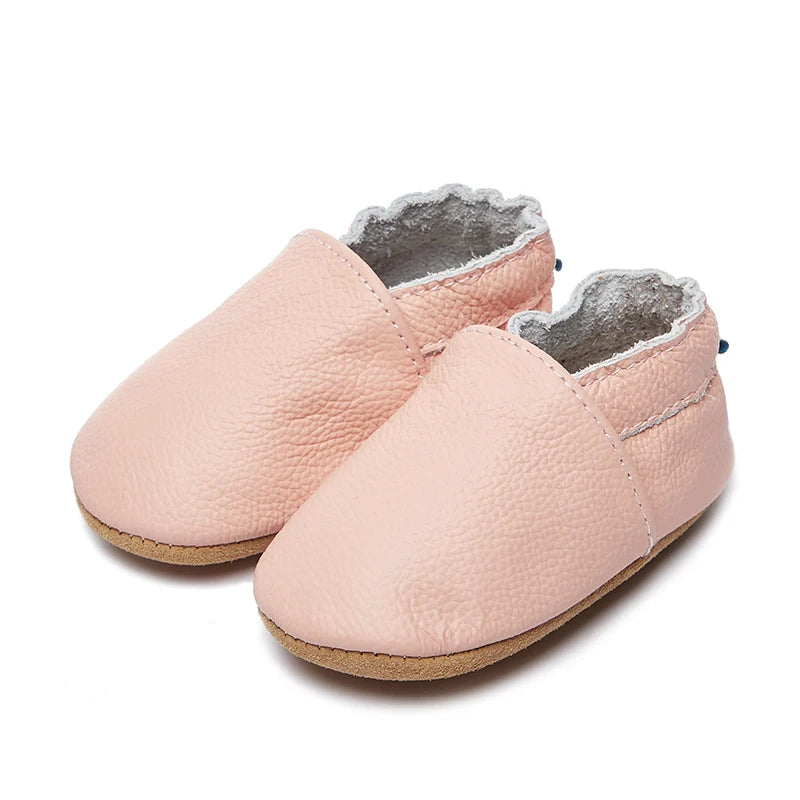 Genuine Leather Soft Unisex Baby Shoes – Slip-On Moccasins in Various Colors for Infants