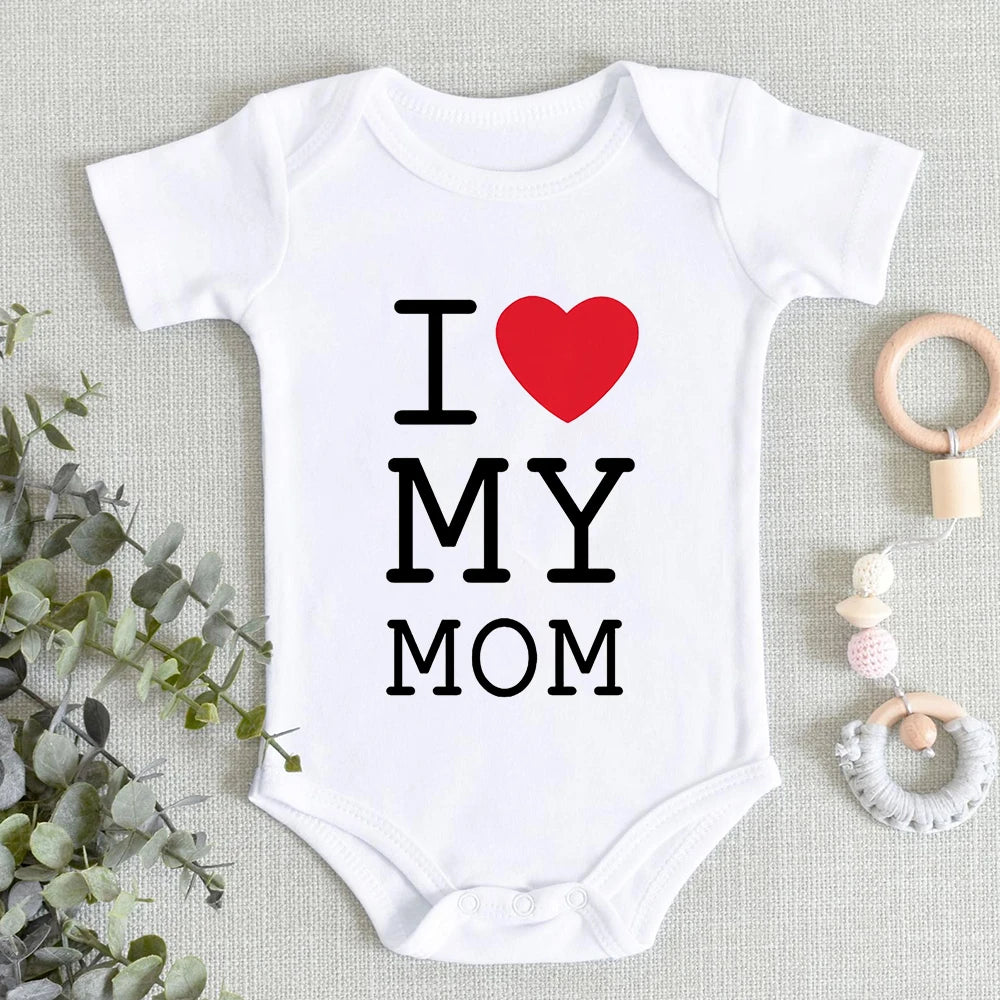 “I Love You Mom” – Aesthetic Newborn Baby Bodysuit, Soft & Comfy Toddler Jumpsuit for Boys & Girls, Casual Home Outfit