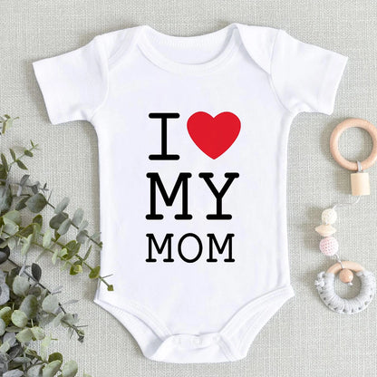 “I Love You Mom” – Aesthetic Newborn Baby Bodysuit, Soft & Comfy Toddler Jumpsuit for Boys & Girls, Casual Home Outfit