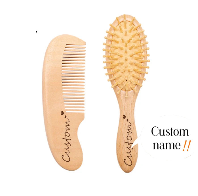 Baby Care Hair Brush for Kids - Girl Bath & Shower - Pure Natural Wool Wooden Comb & Hairbrush - Infant Newborn Massager
