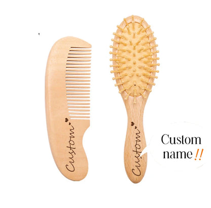 Baby Care Hair Brush for Kids - Girl Bath & Shower - Pure Natural Wool Wooden Comb & Hairbrush - Infant Newborn Massager