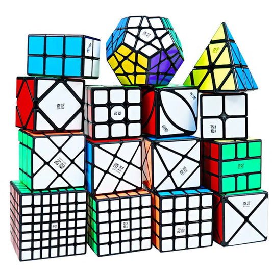 QIYI Speed Magic Cube 3x3x3, 4x4x4, 5x5x5 Puzzle with Black Stickers, Educational Learning Cubo Magico Toy for Kids