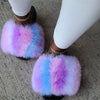Luxury Women’s Fox Fur Slides – Cozy Fluffy Plush Slippers with Non-Slip EVA Sole, Perfect for Home or Casual Outdoor Style