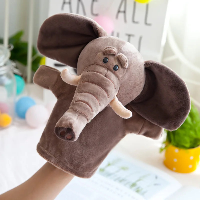 25cm Soft Plush Hand Puppets, Elephant Lion Monkey Stuffed Animal Story Dolls for Children