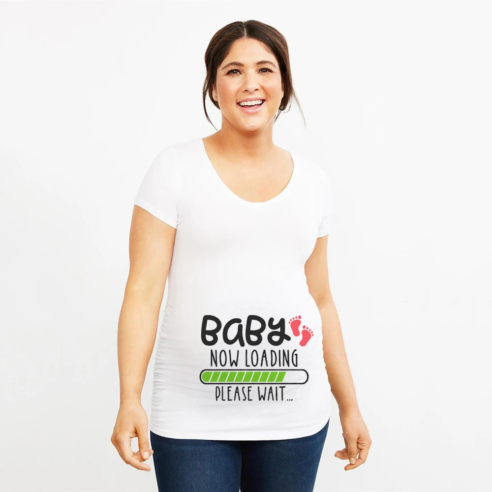 It's Twins Pregnancy T-Shirt | Maternity Tops | Plus-Size Short Sleeve Cartoon Print Announcement Tee for Pregnant Women