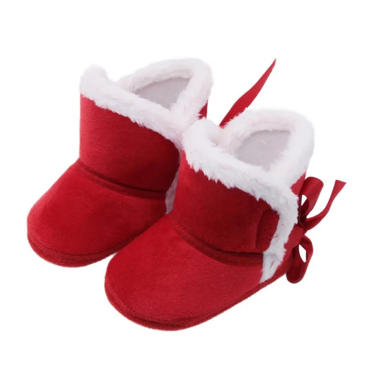 Jlong Winter Newborn Soft Sole First Walker Baby Shoes – Fur Warm Snow Boots for Girls (0-18 Months)