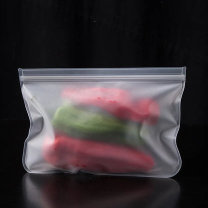 Silicone Reusable Food Storage Bag – Stand Up Ziplock, Leakproof Fresh-Keeping Container, Zip Shut Fresh Wrap Bag