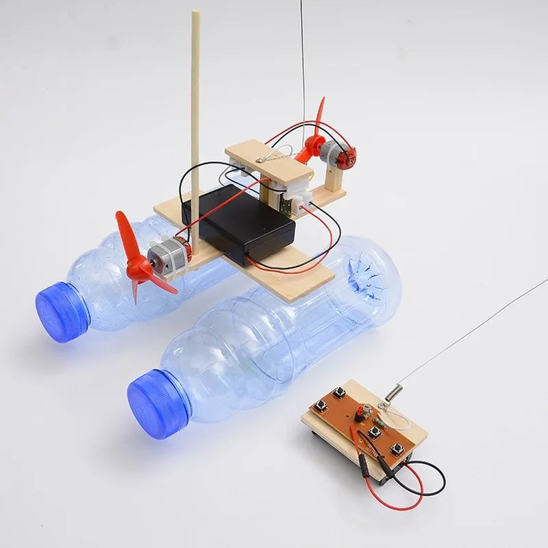 DIY Remote Control Wind Ship Model Science Experiment Kit STEM Toy for Kids