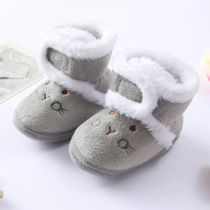 Jlong Winter Newborn Soft Sole First Walker Baby Shoes – Fur Warm Snow Boots for Girls (0-18 Months)